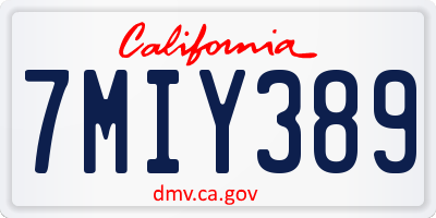 CA license plate 7MIY389