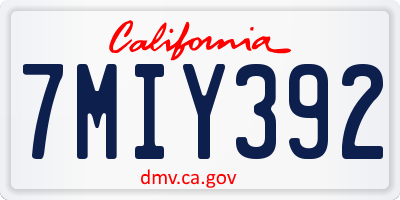 CA license plate 7MIY392