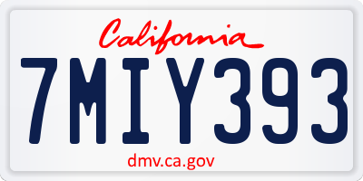 CA license plate 7MIY393