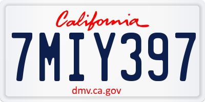 CA license plate 7MIY397