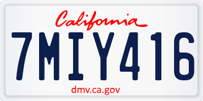 CA license plate 7MIY416