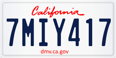 CA license plate 7MIY417