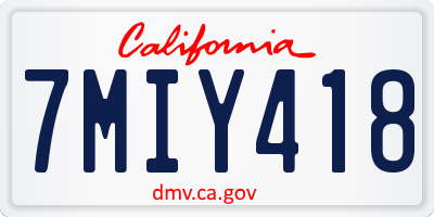 CA license plate 7MIY418