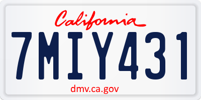 CA license plate 7MIY431