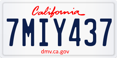 CA license plate 7MIY437