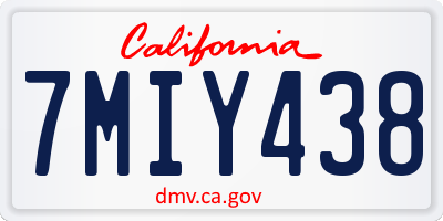 CA license plate 7MIY438