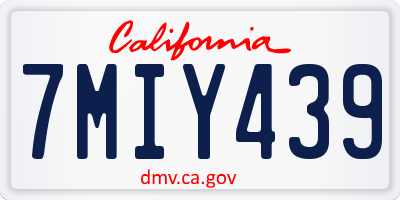 CA license plate 7MIY439