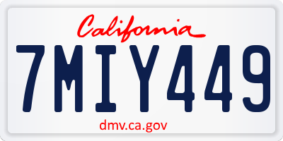 CA license plate 7MIY449