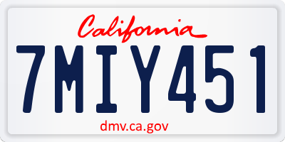 CA license plate 7MIY451