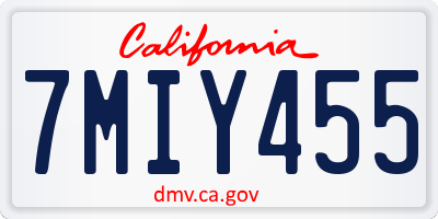 CA license plate 7MIY455