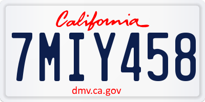CA license plate 7MIY458