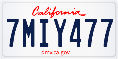 CA license plate 7MIY477