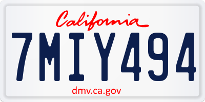 CA license plate 7MIY494