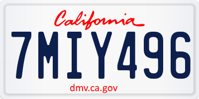 CA license plate 7MIY496