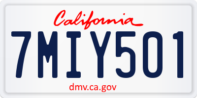CA license plate 7MIY501