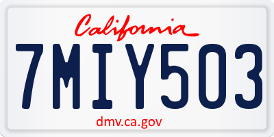 CA license plate 7MIY503