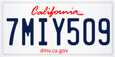 CA license plate 7MIY509