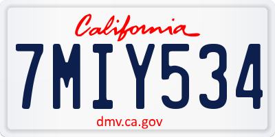 CA license plate 7MIY534