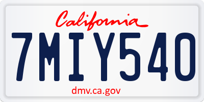 CA license plate 7MIY540