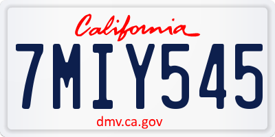 CA license plate 7MIY545