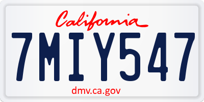 CA license plate 7MIY547