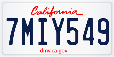 CA license plate 7MIY549