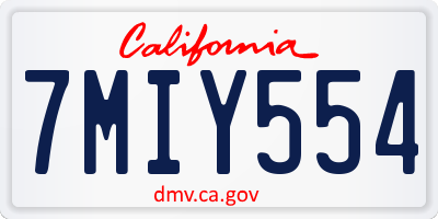 CA license plate 7MIY554