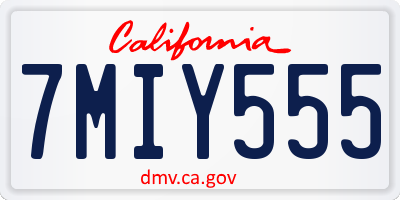 CA license plate 7MIY555