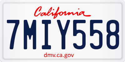 CA license plate 7MIY558