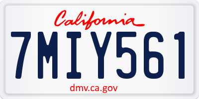 CA license plate 7MIY561