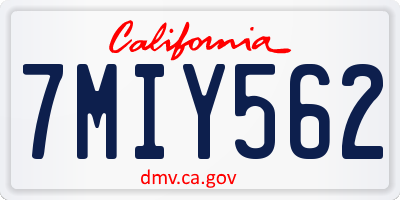 CA license plate 7MIY562