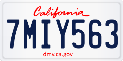 CA license plate 7MIY563