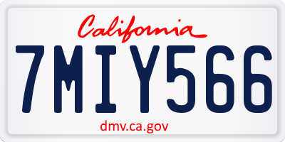 CA license plate 7MIY566