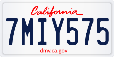 CA license plate 7MIY575
