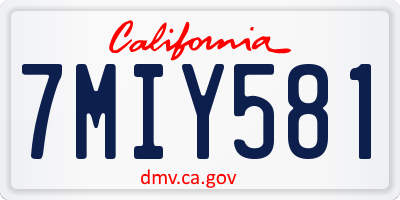 CA license plate 7MIY581