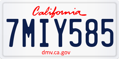 CA license plate 7MIY585