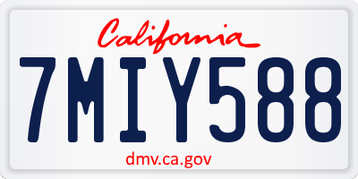 CA license plate 7MIY588