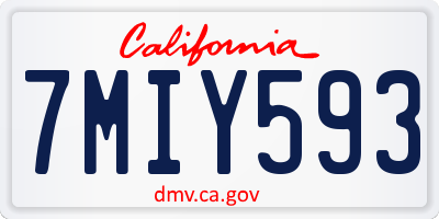 CA license plate 7MIY593