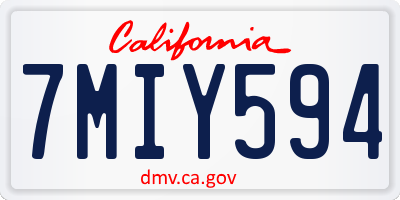 CA license plate 7MIY594