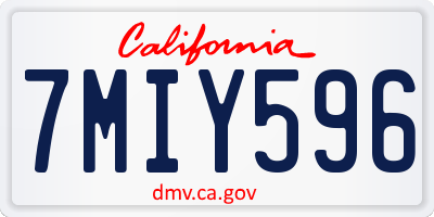 CA license plate 7MIY596