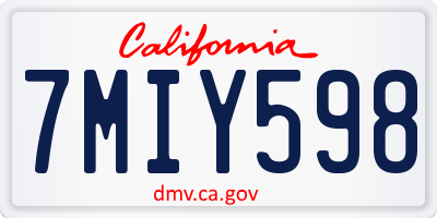 CA license plate 7MIY598