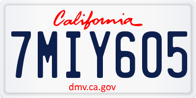 CA license plate 7MIY605