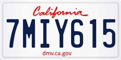 CA license plate 7MIY615