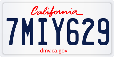 CA license plate 7MIY629