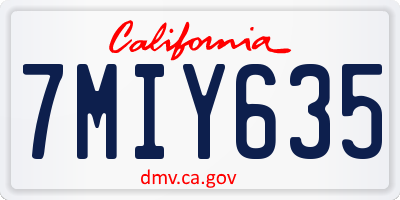 CA license plate 7MIY635