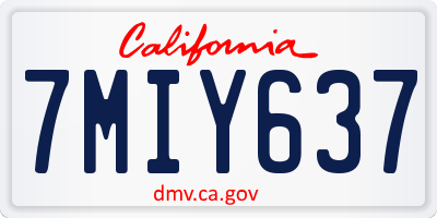 CA license plate 7MIY637