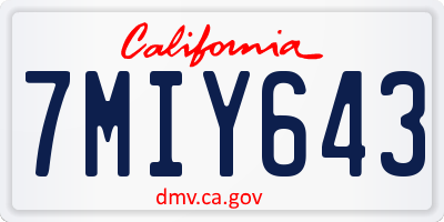 CA license plate 7MIY643