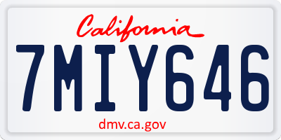 CA license plate 7MIY646
