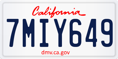 CA license plate 7MIY649
