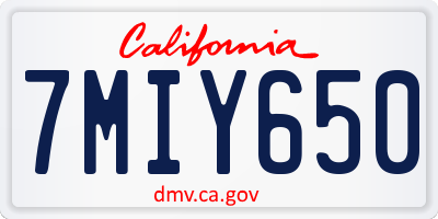 CA license plate 7MIY650